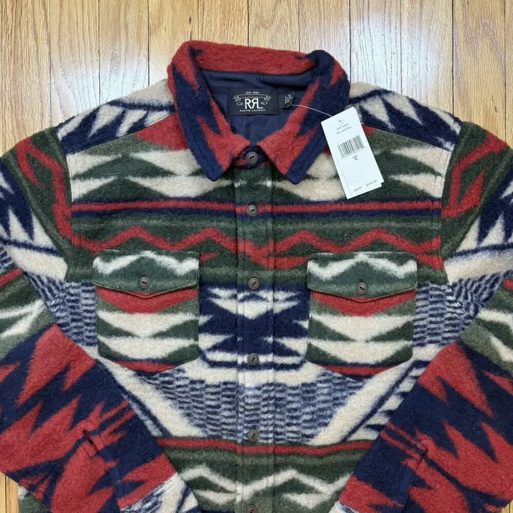 NWT Double RL RRL Ralph Lauren Wool Fleece Aztec Southwestern Shirt Jacket Sz M